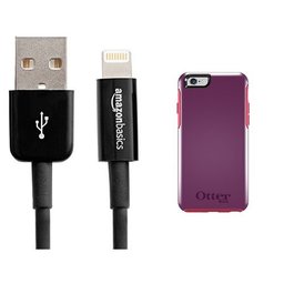 Otterbox Symmetry Series iPhone 6/6s Case and AmazonBasics Lightning Cable (6-Feet) Pack