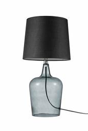 Amazon Brand - Ravenna Home Single-Light Modern Table Lamp with Smoked Glass Base and Black Shade, LED Bulb Included, 24