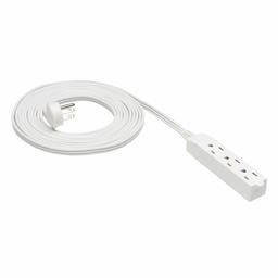 AmazonBasics Flat Plug Grounded Indoor Extension Cord with 3 Outlets