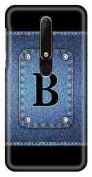 Amazon Brand - Solimo Designer Button Jeans Alphabet-B 3D Printed Hard Back Case Mobile Cover for Nokia 6 (2018)