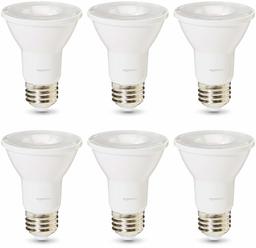 AmazonBasics Commercial Grade LED Light Bulb | 50-Watt Equivalent, PAR20, Soft White, Dimmable, 6-Pack (Renewed)