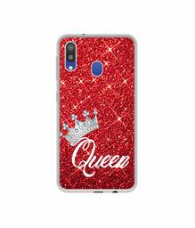 Amazon Brand - Solimo Designer Queen On Red Glitter UV Printed Soft Back Case Mobile Cover for Samsung Galaxy M20