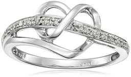 Sterling Silver Diamond Heart Ring (1/20 cttw), Size 8