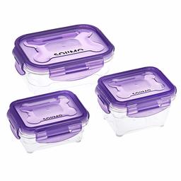 Amazon Brand - Solimo Premium Plastic Food Storage container Set (Tritan material, 3 pieces, 200ml, 330ml, 600ml)