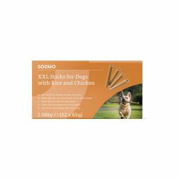 Marque Amazon - Solimo  - Friandises pour chiens : poulet et riz, bâtons à mâcher sans artificiels ajoutés (32 pièces x 65 gr)