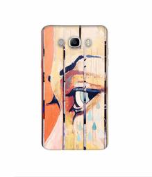 Amazon Brand - Solimo Designer Potrat On Wood 3D Printed Hard Back Case Mobile Cover for Samsung Galaxy J7 (2016)