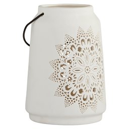 Stone & Beam Modern Farmhouse Cermaic Die Cut Home Décor Candle Lantern - 7 Inch, White