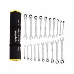 AmazonBasics Ratcheting Wrench Set - Metric and SAE, 20-Piece (Renewed)