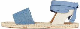 find Women's Tie Up Flat Espadrille, Blue Denim, US 9