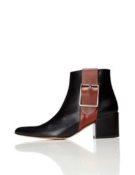 Amazon Brand - find. Women's Ankle Boots with Zips and Colour Block Straps, Black (Black), US 7.5