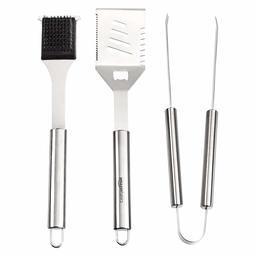 AmazonBasics Ensemble de trois ustensiles en acier inoxydable avec spatule, pinceau et pinceau