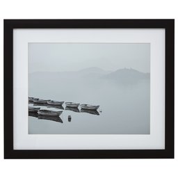 Amazon Brand – Stone & Beam Modern Black and White Canoes on Water Photo Framed Wall Art Decor - 18