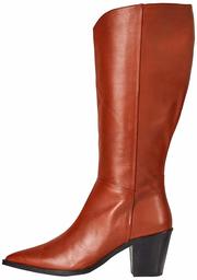 Marca Amazon - find. Knee High Pull On Leather Western Botas Altas, Marrón Picante, 37 EU