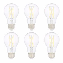 AmazonBasics 60W Equivalent, Clear, Daylight, Non-Dimmable, 10,000 Hour Lifetime, A19 LED Light Bulb | 6-Pack