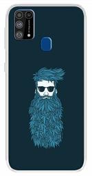 Amazon Brand - Solimo Designer Multicolor Beard Man Teal Printed Soft Back Case Mobile Cover for Samsung Galaxy M31