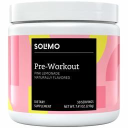 Amazon Brand - Solimo Pre Workout Powder, Pink Lemonade, 7.41 Ounce (30 Servings