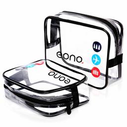 Eono by Amazon - Clear Toiletry Bag Waterproof Toiletry Travel Bag Clear PVC Zippered Cosmetic Bag Cosmetic Makeup Bag Clear Wash Bag Toiletry Organizer Make Up Bag for Travel Bathroom Men and Women