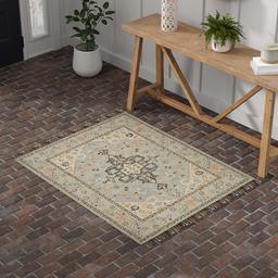 Amazon Brand – Stone & Beam Garrison Vintage Pattern Wool Area Rug, 4 x 6 Foot, Grey Multi