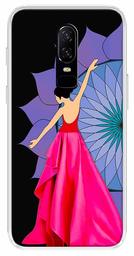 Amazon Brand - Solimo Designer Multicolor Girl Violet Design Printed Soft Back Case Mobile Cover for OnePlus 6