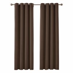 UMI by Amazon Curtains Thermal Insulated Eyelet Blackout Curtains for Livingroom 55 x 96 Inch Brown Two Panels