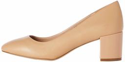 find. Women's Round Toe Block Heel Leather Court Closed Pumps, Beige (Beige Beige), 5UK (38 EU)