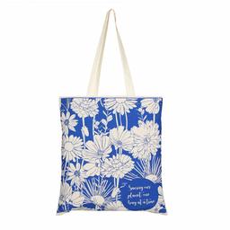 EONO Cotton Canvas Tote Bag Reusable Shopping Bag | Grocery Shoulder Bags | Eco-Friendly Gifts for Women, Kids, Girls | Handbags | Printed Flowers - Natural | 0101A05