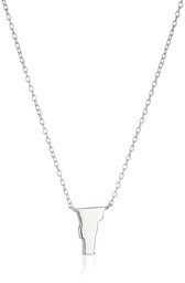 Sterling Silver Stationed Mini State Vermont Pendant Necklace, 16.5