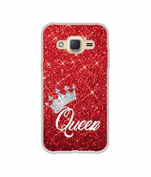 Amazon Brand - Solimo Designer Queen On Red Glitter UV Printed Soft Back Case Mobile Cover for Samsung Galaxy J2