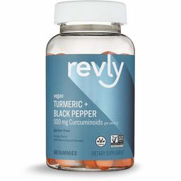 Amazon Brand - Revly Turmeric Curcumin and Black Pepper, 500 mg Curcuminoids per Serving (2 Gummies), 60 Gummies, Vegan, Non-GMO, Gluten free