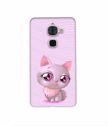 Amazon Brand - Solimo Designer Cute Pink Cat 3D Printed Hard Back Case Mobile Cover for LeTV Le 2