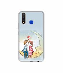 Amazon Brand - Solimo Designer Couple Sitting On Moon UV Printed Soft Back Case Mobile Cover for Vivo U20