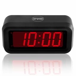 Umi. Essentials Digital Alarm Clock - 1.2 Inch Digits Display, Snooze, Non Ticking, Battery Operated Only, Black