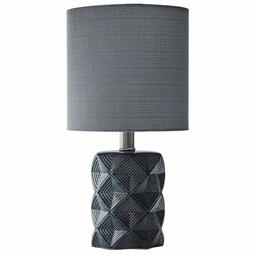 Rivet Geo Diamond Black Modern Ceramic Table Lamp with Bulb, 15