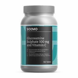 Marca Amazon - Solimo Complemento alimenticio a base de sulfato de glucosamina 500 mg con vitamina C, 365 comprimidos