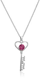 Created Ruby Mom Key Pendant Necklace