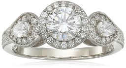 [Find] Amazon Collection Platinum Plated Sterling Silver suwarohusuki-・zirukonia Use 3 Stone Round and Pear Cut Halo Ring r2937301 _ 120 _ 060 Japanese Size No. 12 X L (US Size 6 # # # #)