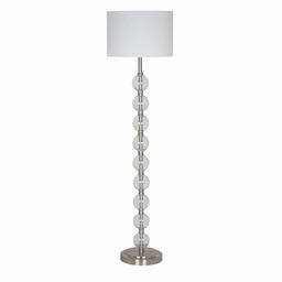 Amazon Brand – Ravenna Home Modern Stacked Ball Standing Floor Lamp With LED Light Bulb - 58 Inches, Brushed Steel with Smoked Glass