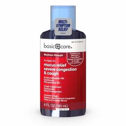 Basic Care Mucus Relief Severe Congestion & Cough; Helps Relieve Cold Symptoms, 6 Fluid Ounces