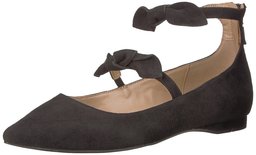 The Fix Women's Emilia Double Bow Pointed-Toe Flat, Black Suede, 9.5 B US