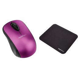 AmazonBasics Wireless Mouse with Nano Receiver and Mini Gaming Mouse Pad, Purple