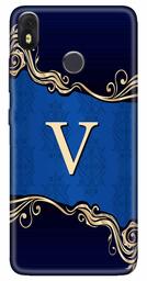 Amazon Brand - Solimo Designer Blue Pattern Alphabet-V 3D Printed Hard Back Case Mobile Cover for Infinix Hot S3