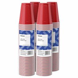 Amazon Brand - Solimo 18oz Disposable Plastic Cups, 200 Count, Red