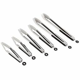 AmazonCommercial Stainless Steel Kitchen Tongs, Non-Slip Grip, 9