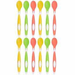 Amazon Brand - Solimo Soft Tip Baby Spoons (Pack of 12)