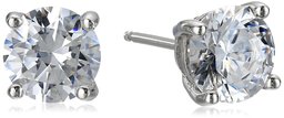 Platinum Plated Sterling Silver Stud Earrings set with Round Cut Swarovski Zirconia (3 cttw)