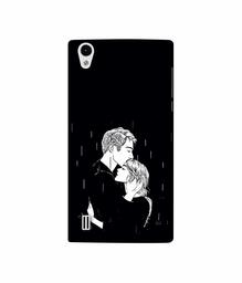 Amazon Brand - Solimo Designer Couples Standing in Rain 3D Printed Hard Back Case Mobile Cover for VIVO Y15