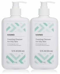 Amazon Brand - Solimo Foaming Cleanser for Oily Skin, 12oz (Pack of 2)