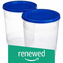 (Renewed) Amazon Brand - Solimo 2-Piece Kitchen Storage Container Set, 7.5 litres, Blue Lid