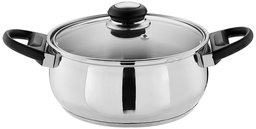 Amazon Brand - Solimo Stainless Steel Casserole with Glass Lid