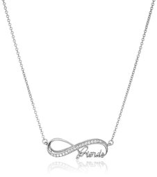 925 Sterling Silver and AAA Cubic Zirconia Infinity Friends Necklace, 18